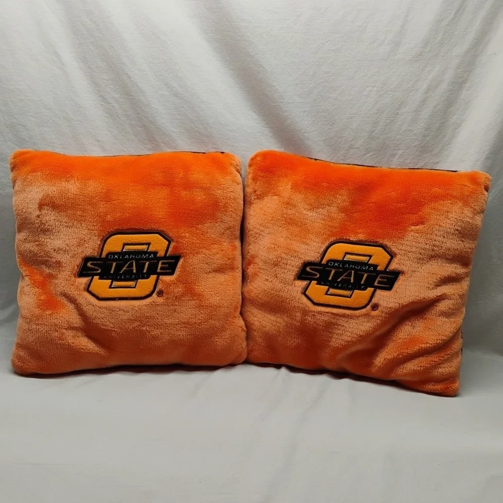 Oklahoma State University‎ OSU Orange Black Throw Pillow 2pc Lot EUC